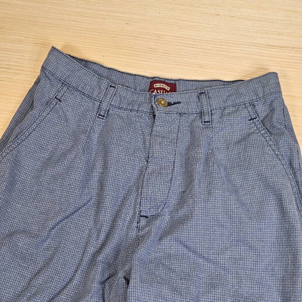 Riders Casuals Pants Women 10 P Blue Pleated Basketweave Cotton Trousers 27x27